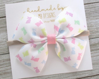 Easter Hair Bow, Easter Headband, Bunny Bow, Bunnies Bow, Girls Hair Bow, Baby Headband, Easter Baby Bow