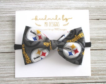 Pittsburgh Steelers Baby Bow, Steelers Baby Headband, Steelers Nylon Headband Bow