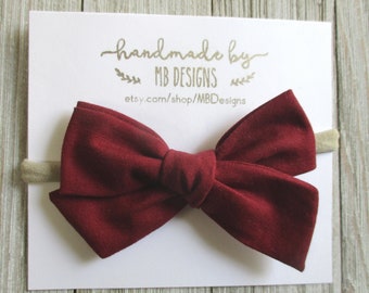 Maroon Bow, baby bow, Baby headband, Newborn Bow, newborn headband burgundy headband, Fall bow