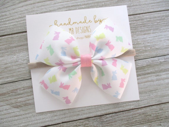 Easter Hair Bow, Easter Headband, Bunny Bow, Bunnies Bow, Girls Hair Bow, Baby Headband, Easter Baby Bow