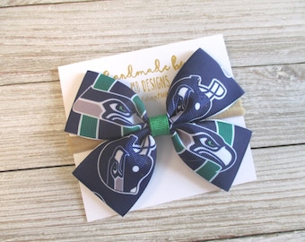 Seattle Seahawks Hair Bow: Baby Headband, Hair Clip