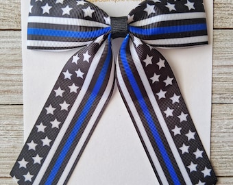 Thin Blue Line Baby Bow, Police Hair Clip