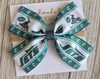 New York Jets Baby Bow: Jets Headband or Girls Hair Clip