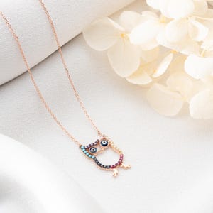 Mystical Owl Pendant Necklace Rainbow Crystal Guardian Charm Knowledge Inspired Jewelry Gift