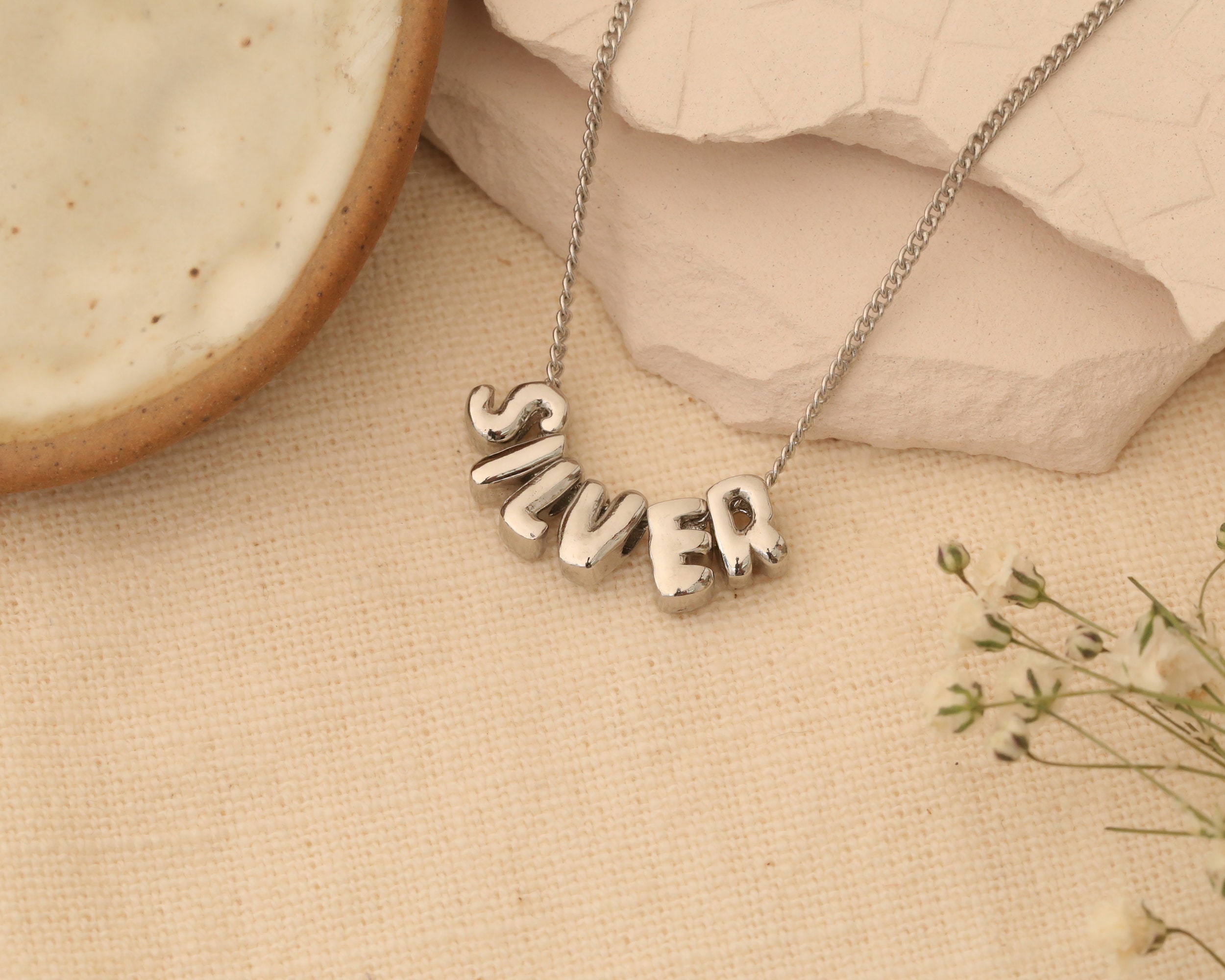 Custom 3D Bubble Letter Name Necklace - Personalized Puffy Balloon Jewelry | Perfect Mother's Day Gift