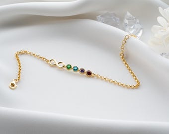 Customised Family Birthstone Bracelets For Mom, Eternity Birthstone Bracelets, Infinity Bracelet For Mother, Grandma Bracelets, Gift For Mom
