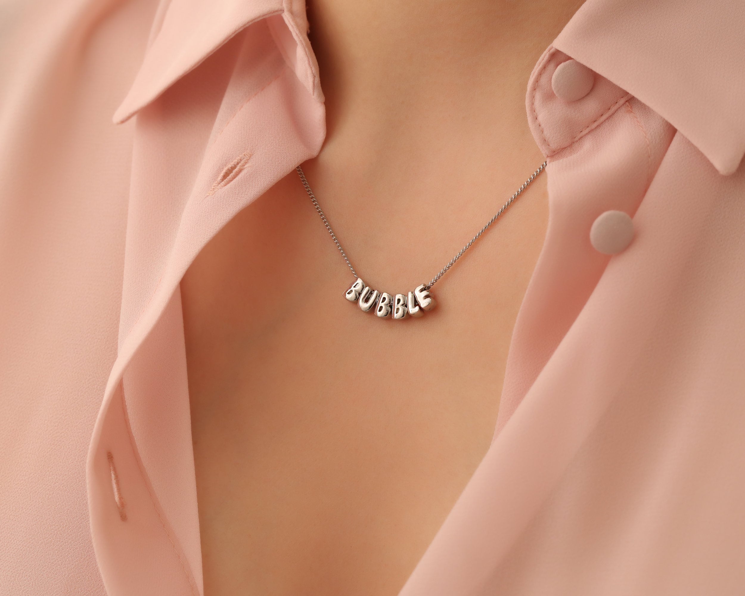 Custom 3D Bubble Letter Name Necklace - Personalized Puffy Balloon Jewelry | Perfect Mother's Day Gift