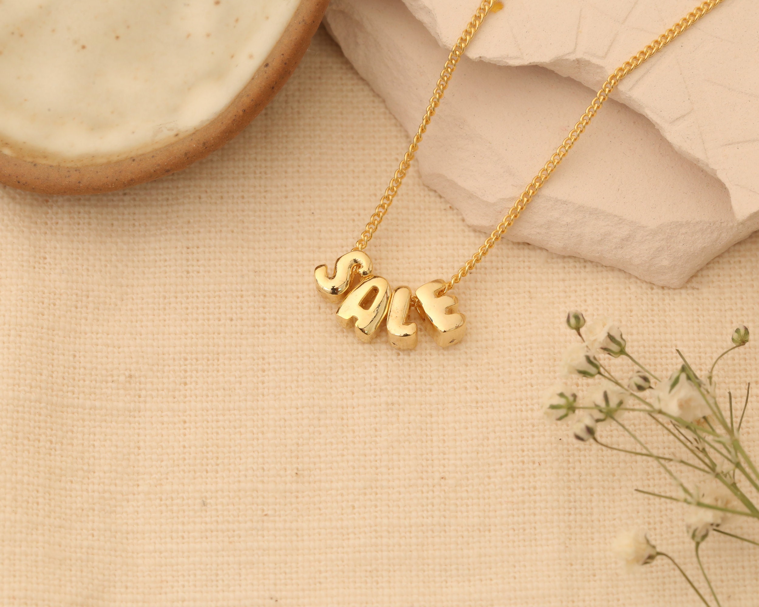 Custom 3D Bubble Letter Name Necklace - Personalized Puffy Balloon Jewelry | Perfect Mother's Day Gift