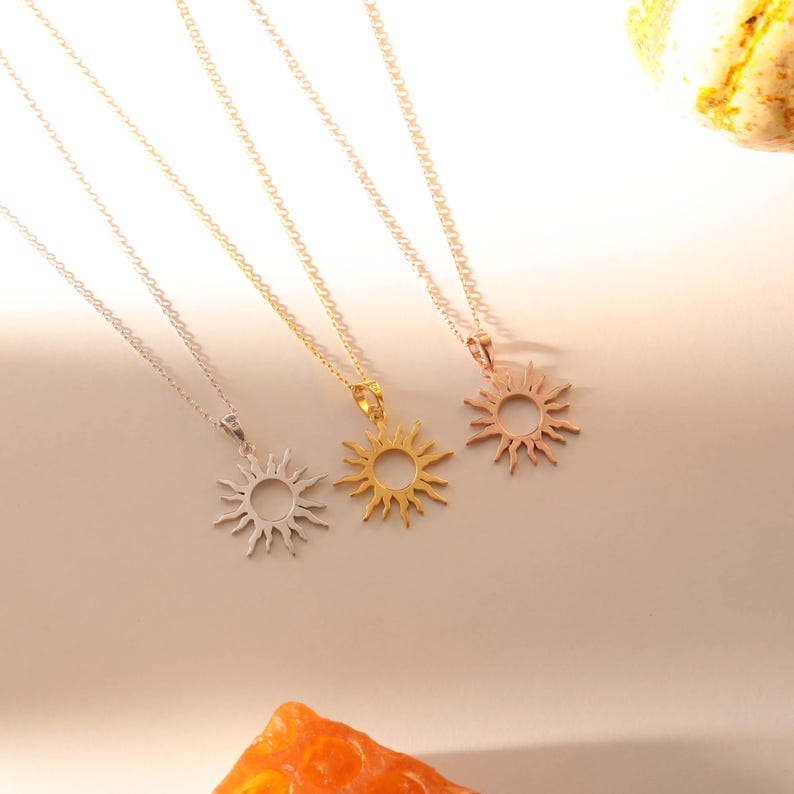 Sterling Silver Sun Necklace – Handmade Sunshine Pendant, Sentimental ...