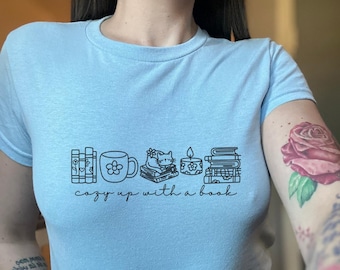 Bookish Shirt, Coquette Shirt,  Baby Tee Womens, Y2k Baby Tee, Book Lover Gift, Cat Lover Gift, Reader Shirt, Smut Lover Shirt, Gift For Her
