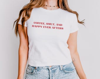 Smut Book Reader Shirt, Y2k Baby Tee, Womens Fitted Shirt, Bookish Shirt, Book Lover Gift, Gift For Her, Coquette Aesthetic, Reading Shirt