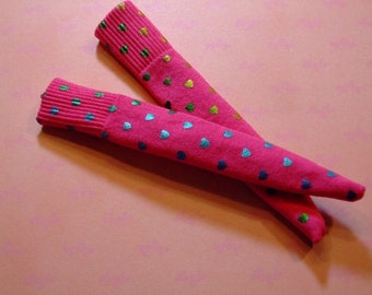 Blythe / DAL Socks - Metallic Hearts On Pink
