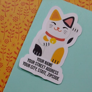 Custom Address Labels - Calico Lucky Cat {Set Of 25}