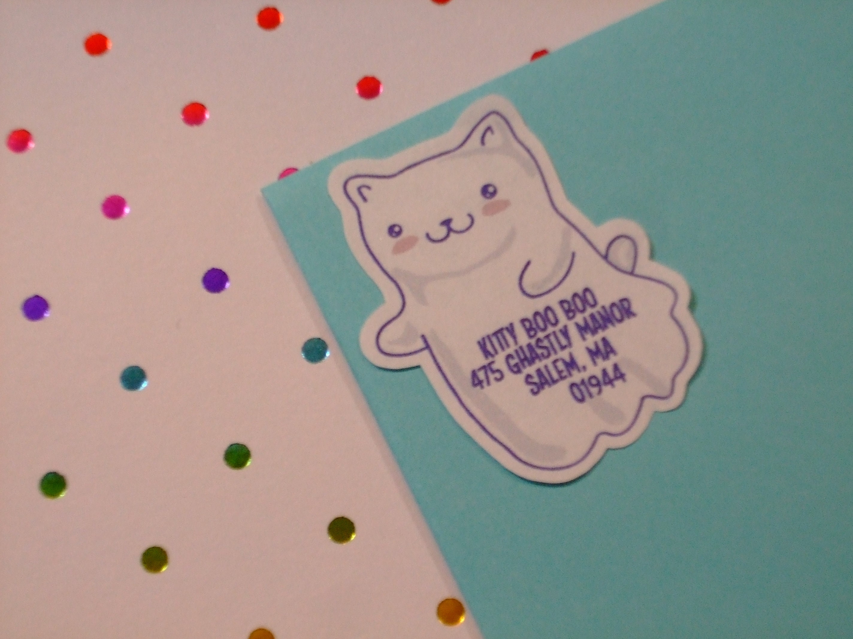 Custom Address Labels - Ghost Kitty {Set Of 25}
