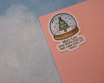 Custom Address Labels - Winter Snowglobe {Set Of 25} - Letter Writing, Snail Mail, Penpals, Mail, Labels, Penpalling, Letters, Unique