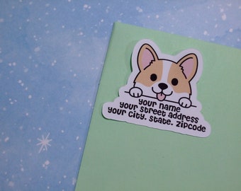 Custom Address Labels - Happy Corgi {Set Of 25} - Letter Writing, Snail Mail, Penpals, Mail, Labels, Penpalling, Letters, Unique