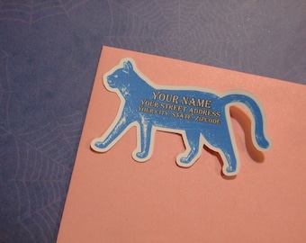 Custom Address Labels - Blue Kitty {Set Of 25} - Letter Writing, Snail Mail, Penpals, Mail, Labels, Penpalling, Letters, Unique