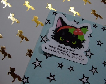 Custom Address Labels - Grumpy Cat w/Headband {Set Of 25}