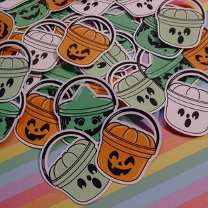 Sugar Blocks Sticker Flakes - Halloween Buckets - Stickers, Ghosts, Witch, Pumpkin, Happy Meal, 80s, 90s, Nostalgia, Boo Buckets, Spooky