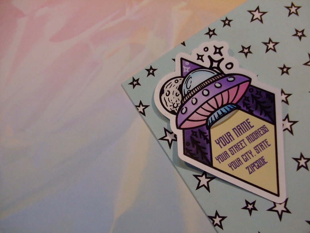 Custom Address Labels - Ufo and the Moon {set of 24} - Etsy