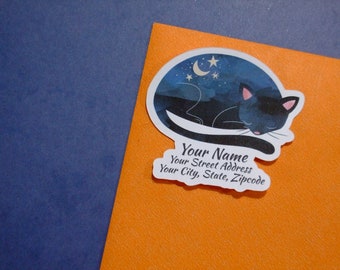 Custom Address Labels - Sleeping Constellation Kitty {Set Of 25}