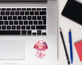 Cute pink jellyfish Bubble-free stickers