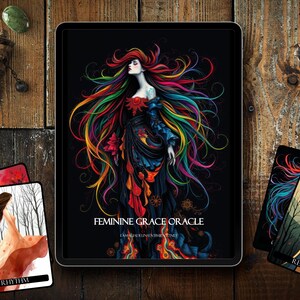 Vrouwelijke Genade Orakel – Printbaar deck met handleiding | 60 inspirerende kaarten voor zelfontdekking, persoonlijke groei en innerlijke wijsheid | PDF-download