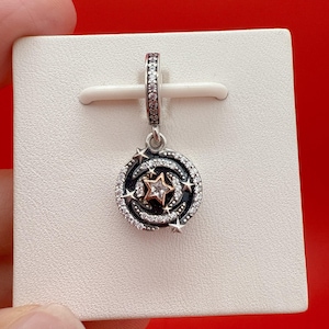 Two-tone Shooting Star Double Dangle Charm For Bracelet