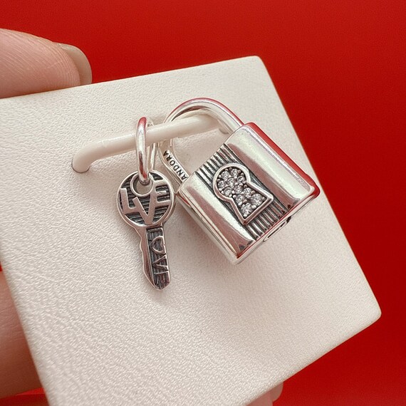 Padlock and Key Dangle Charm,pandora Charm,charm for Bracelet