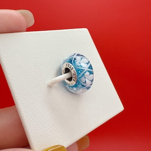 Blue Field of Flowers Murano Glass Charm,Pandora Charm,Charm for bracelet,Murano Charm
