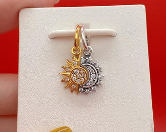 Splittable Sun & Moon Dangle Charm,Charm for bracelet,Celestial  Charm