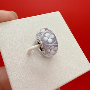 Purple Field of Flowers Murano Glass Charm,Pandora Charm,Charm for bracelet,Murano Charm