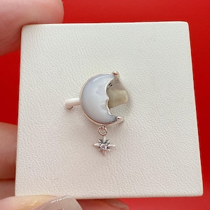 Moon & North Star Charm,Pandora Charm,Charm for bracelet