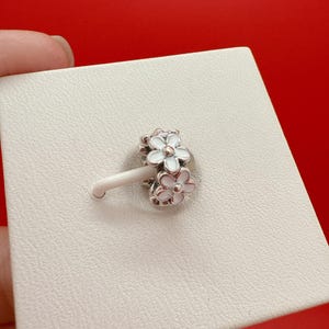 Witte margrietbloem Spacer-bedel, Pandora-bedel, bedel voor armband, Spacer-bedel