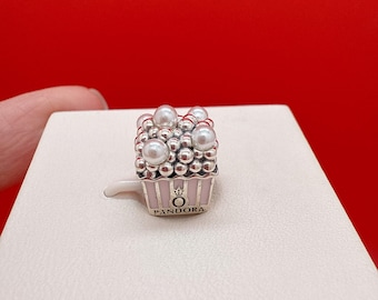 Pink Popcorn Charm,Pandora Charms,Charm for bracelet
