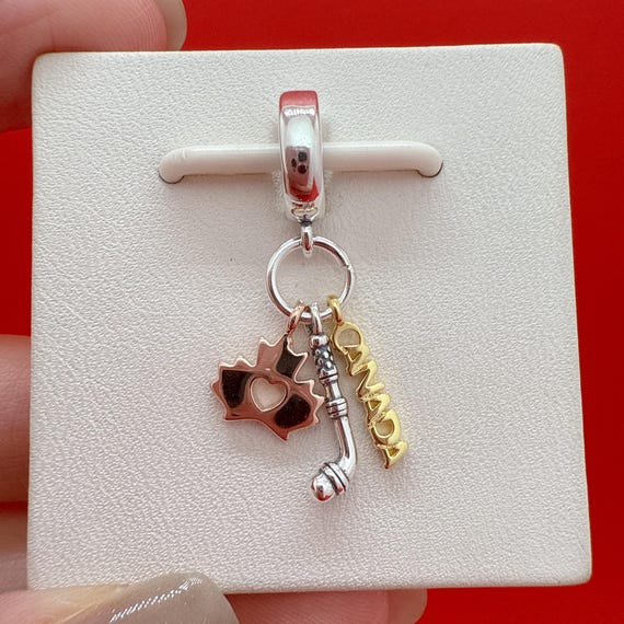 Canada, Maple Leaf Hockey Stick Dangle Charm,pandora Charms