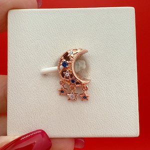 Star & Crescent Moon Charm,Pandora Charm,Charm for bracelet