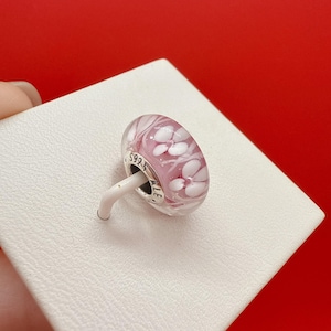 Pink Field of Flowers Murano Glass Charm,Pandora Charm,Charm for bracelet,Murano Charm