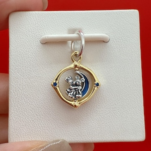 Mickey Mouse & Minnie Mouse Spinning MoonCharm,Pandora Charm,Charm for bracelet,