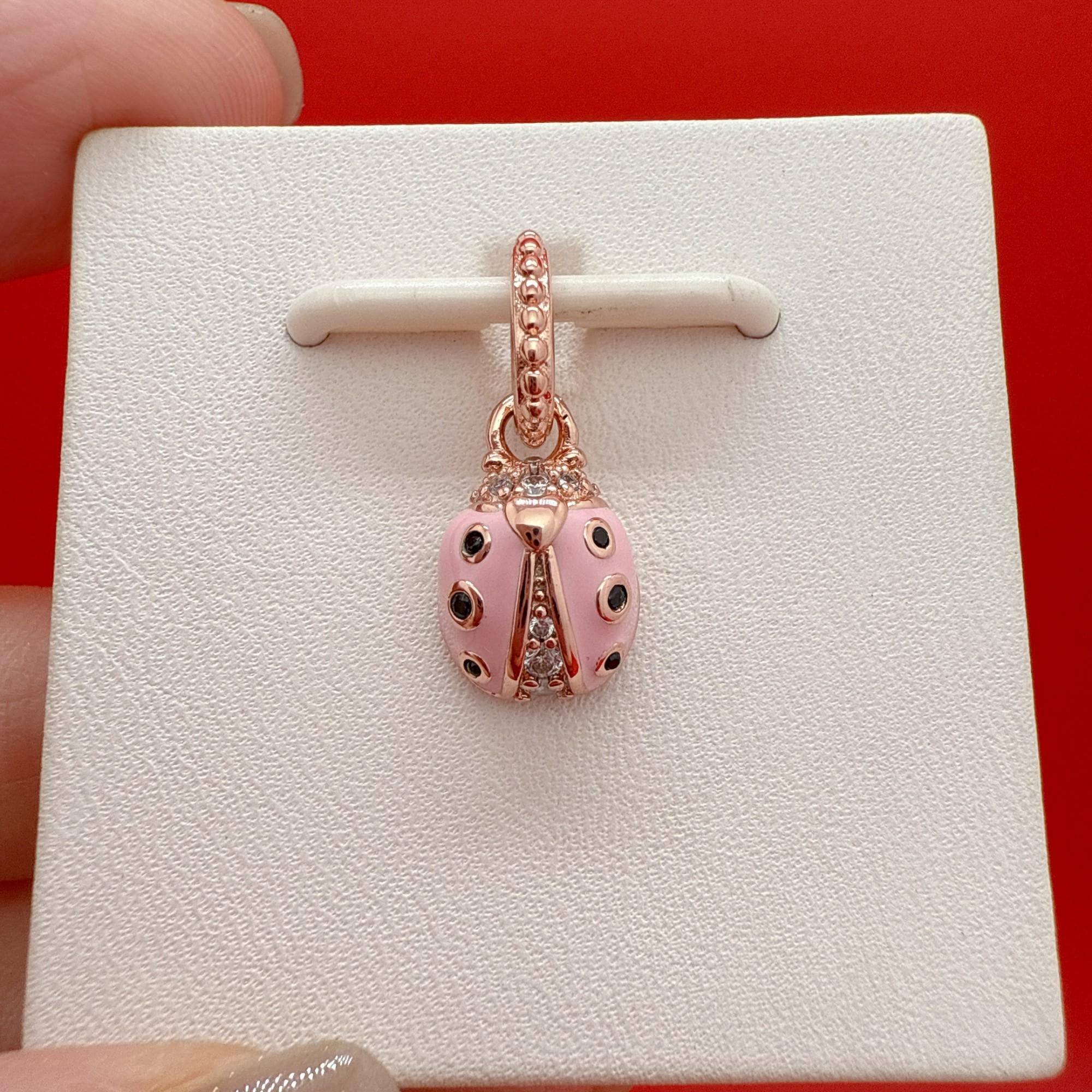 Rose Lucky Pink Ladybug Charm,Pandora Charms,Charm for bracelet,