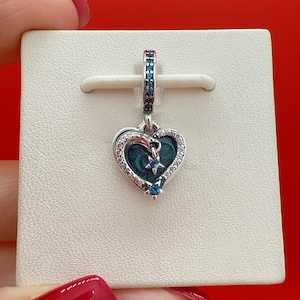 Celestial Shooting Star Heart Double Dangle Charm,Pandora Charm,Charm for bracelet