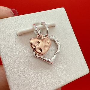 Joined Hearts Charm,Pandora Charm,Charm for bracelet,Love Charm