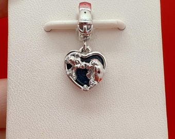 Lady and the Tramp Heart Dangle Charm,Charm for bracelet