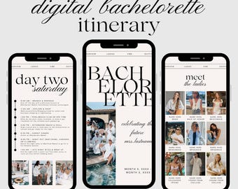 Digital Bachelorette Itinerary & Planner | Hyperlinked Itinerary | Canva Template | Bachelorette Weekend Planner | Bachelorette Party