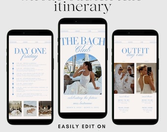The BACH Club | Minimalistic Editable Digital Bachelorette Planner | Hyperlinked Bachelorette Itinerary | Canva Template | Instant Download