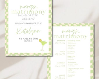 Margs & Matrimony Bachelorette-Einladungs-Reiseplanvorlage