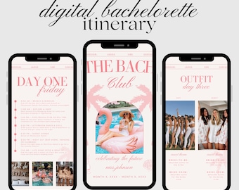 The BACH Club | Digital Bachelorette Planner | Hyperlinked Bachelorette Itinerary | Canva Template | Bachelorette Party