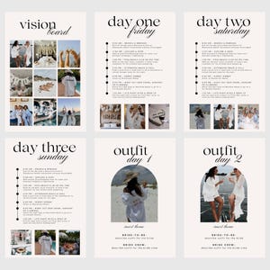 Features another 6 pages, the vision board, day one, day two and day three - itineraries, and then outfits for day 1 & 2.