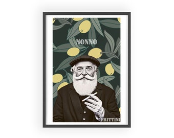 Posterprint "Nonno" in houten lijst