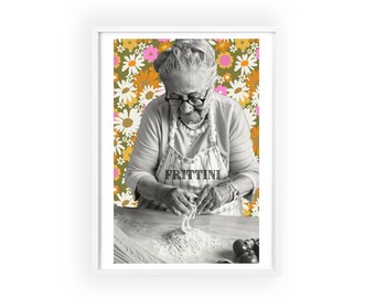 Posterprint "Nonna fare a pasta" in houten lijst